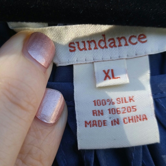 Sundance Navy Silk Pintuck Blouse - Picture 3 of 3